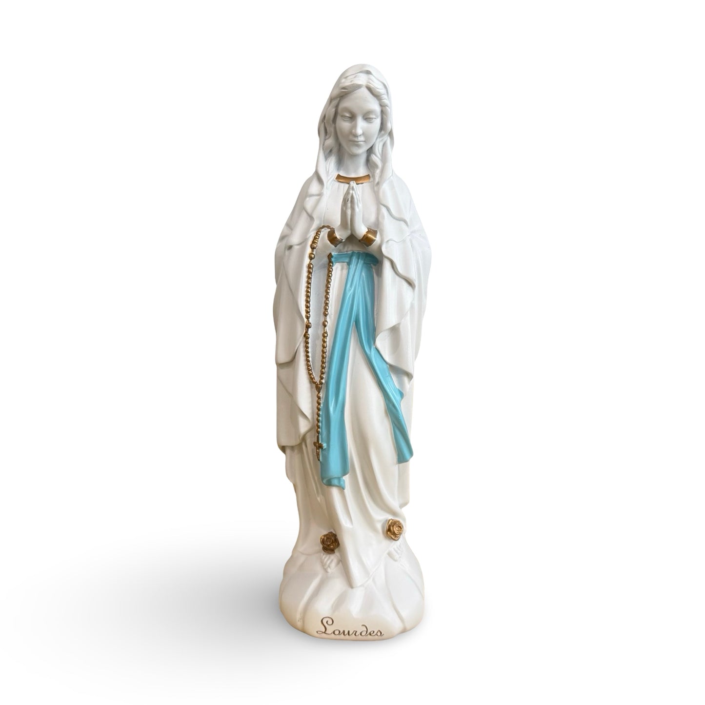 Resin Lourdes Statue with Blue Sash