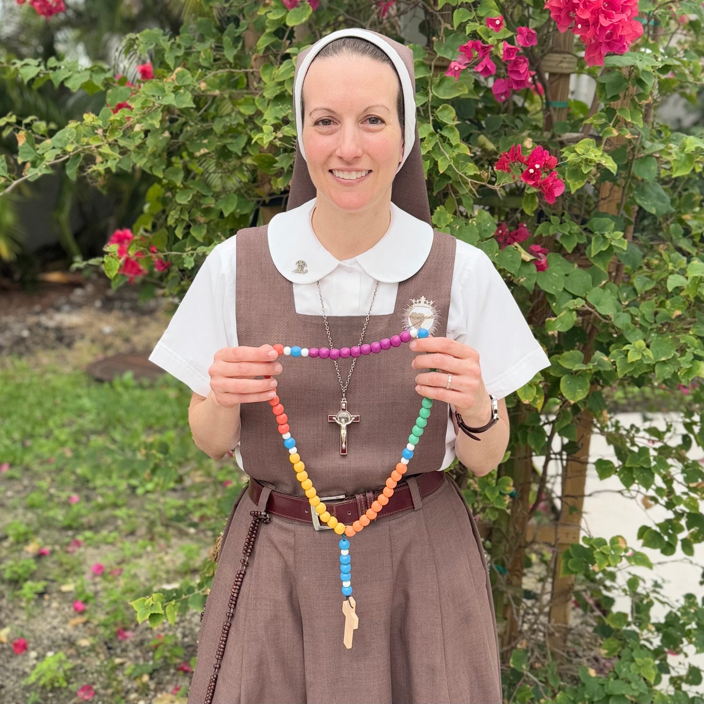 Handmade Large Multicolored Wood Beaded Rosary by SCTJM