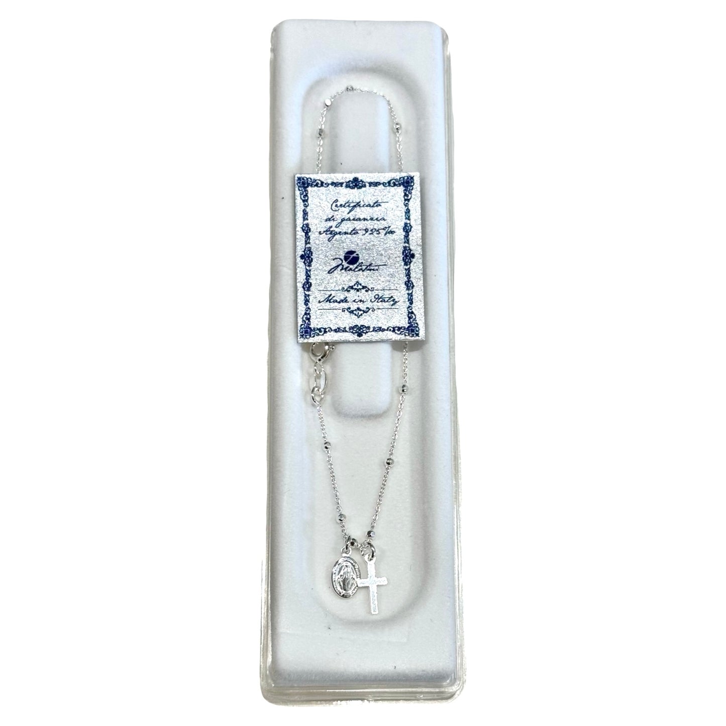 Authentic Silver Bracelet with Miraculous Medal and Cross