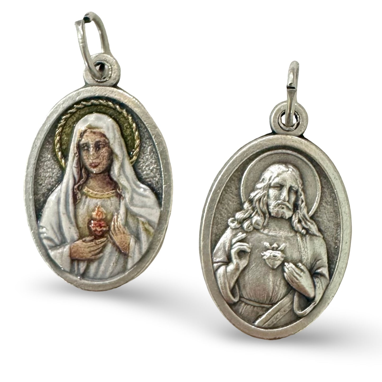 Sacred Heart and Immaculate Heart Colored Medal