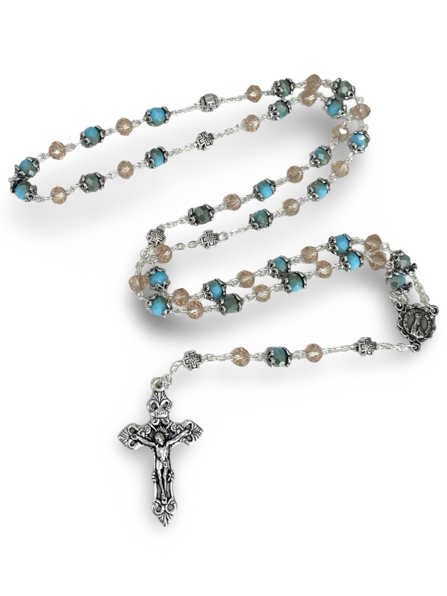 Embellished Fatima Rosary With Soil in Heart Shaped Case