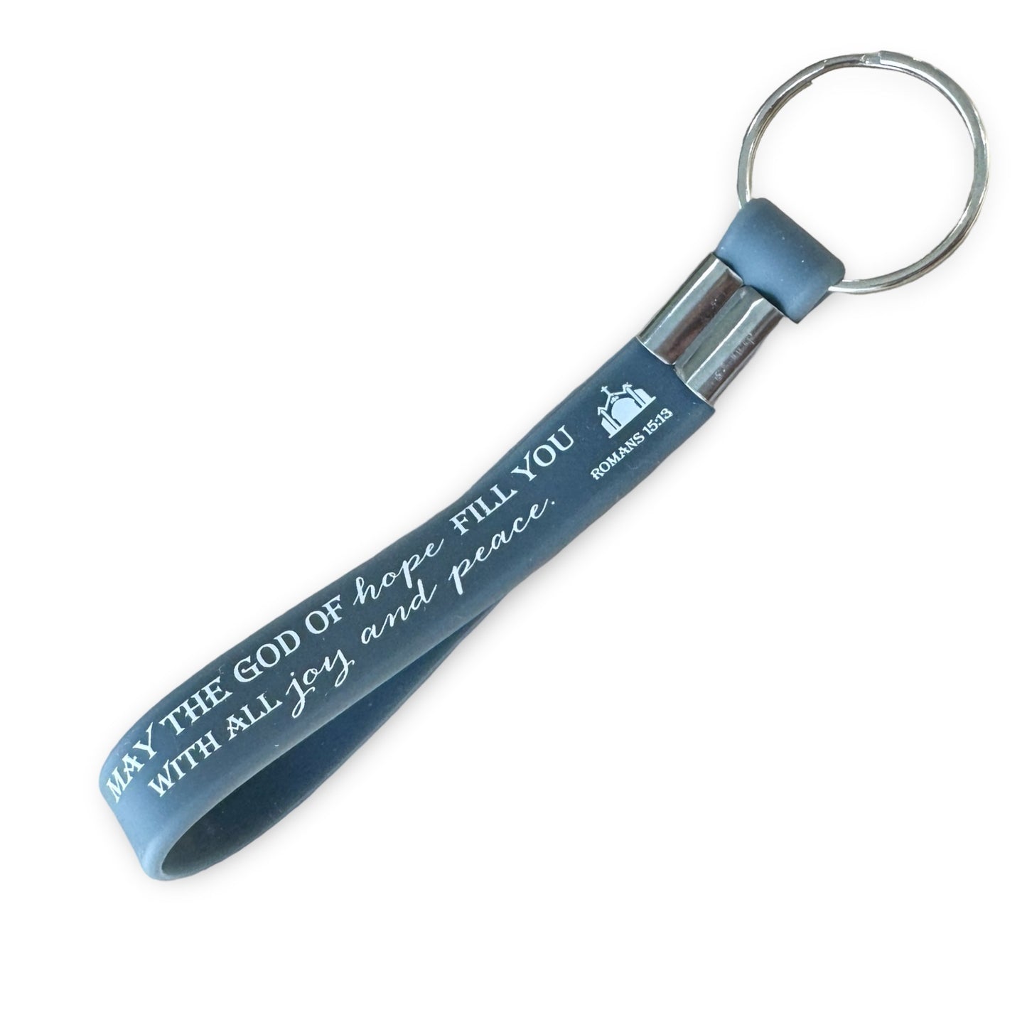 “May the God of Hope…” Silicone Bible Verse Keychain
