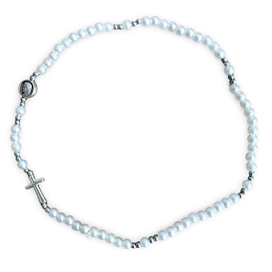Pearl Queen of Peace Wrap-Around Rosary Bracelet