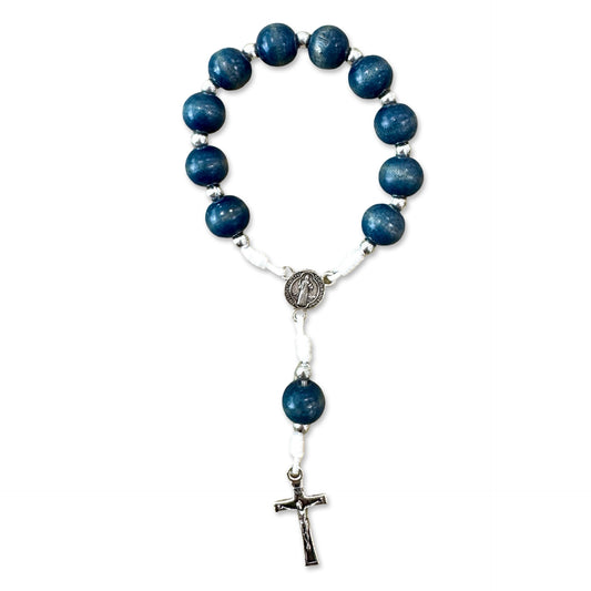 Blue Wooden St. Benedict Decade Rosary