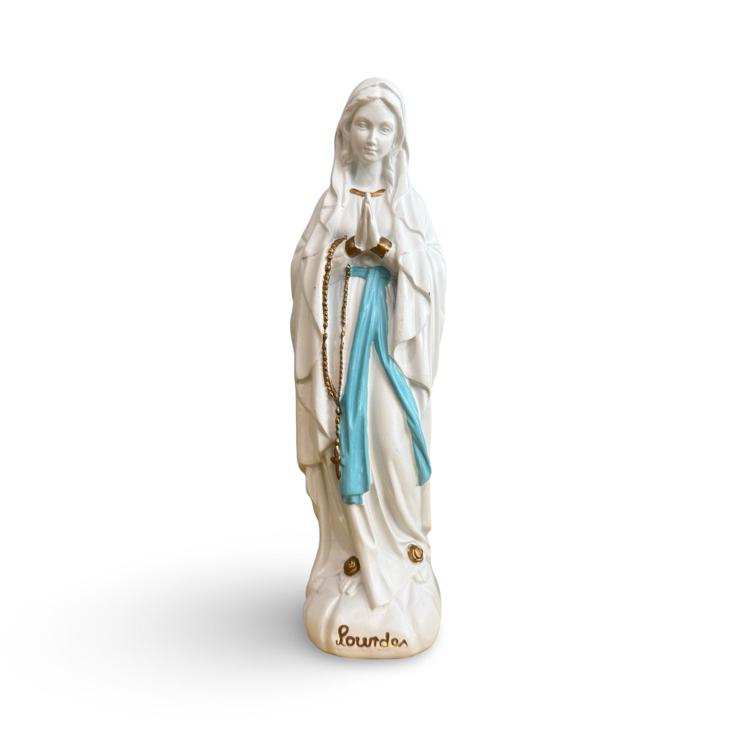 Resin Lourdes Statue with Blue Sash