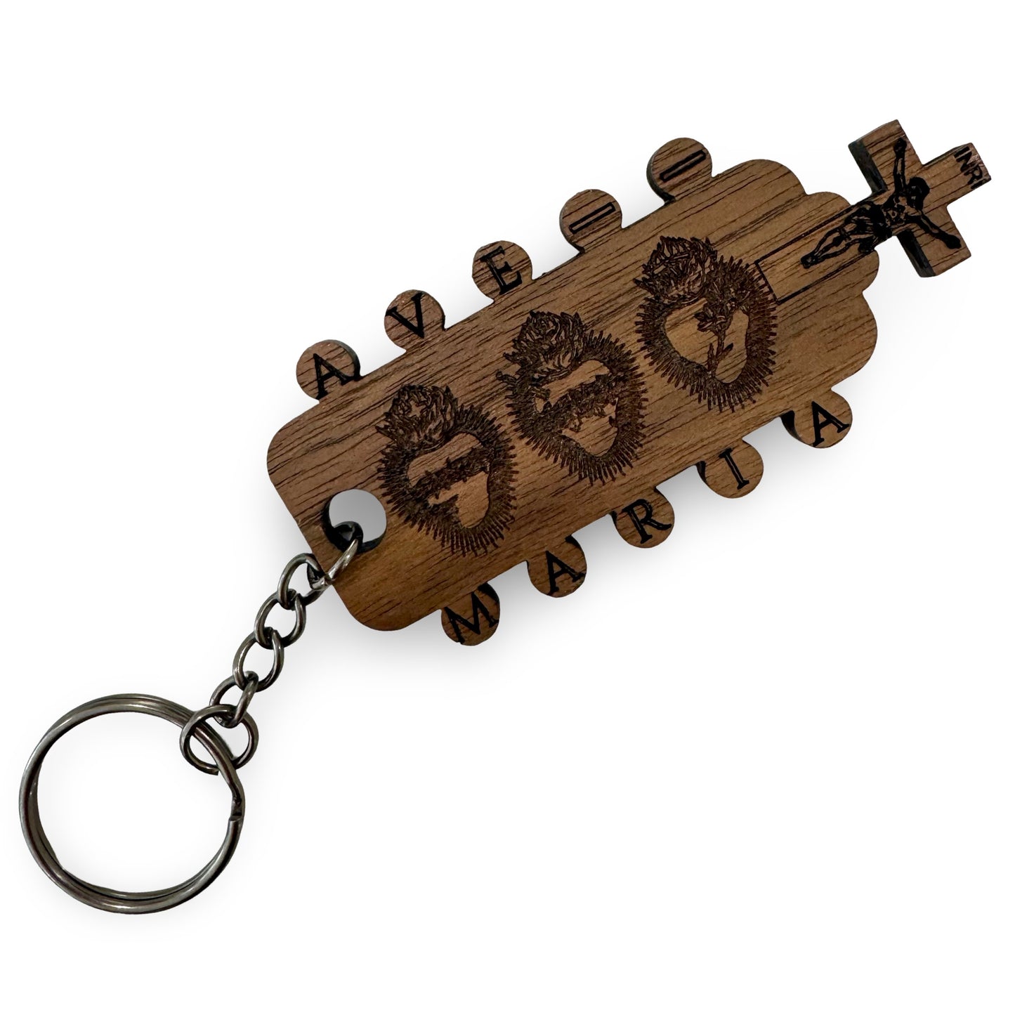 Handmade “Three Hearts” Wood Carved Keychain