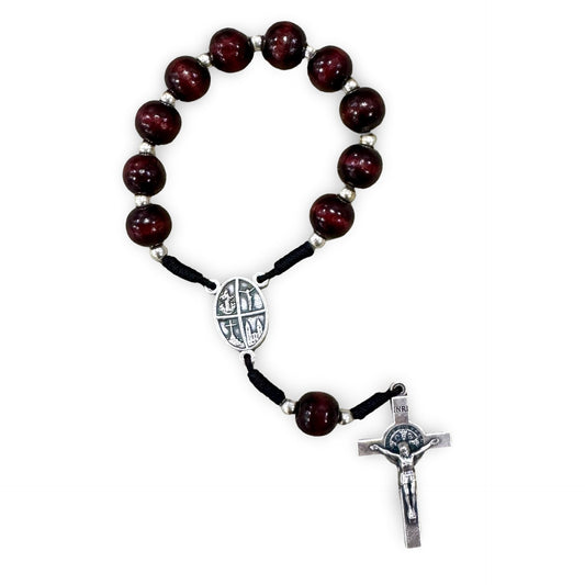 Wood Burgundy Queen of Peace Rosary