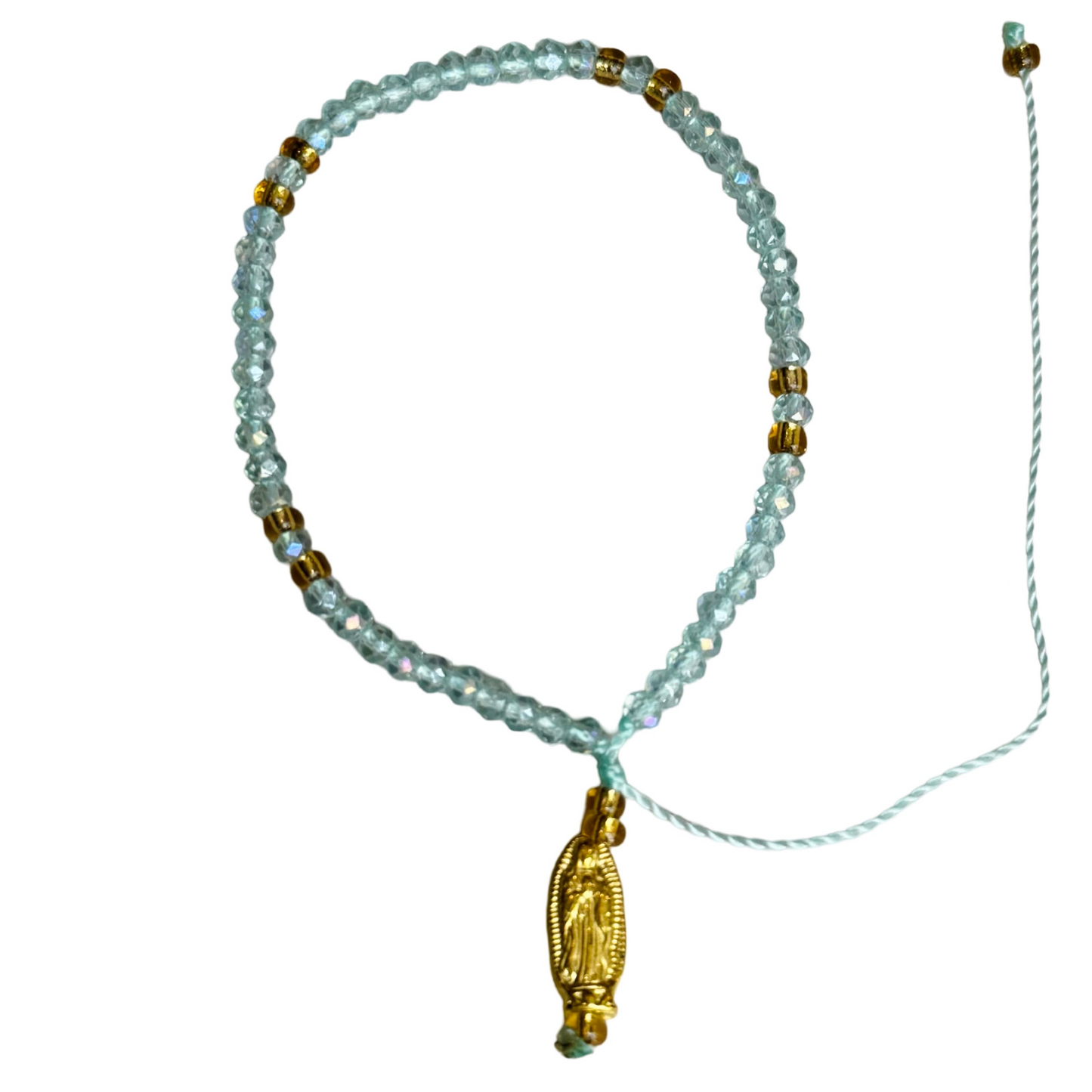 Mexican Bracelet of Assorted Colors with Hanging Our Lady of Guadalupe Medal