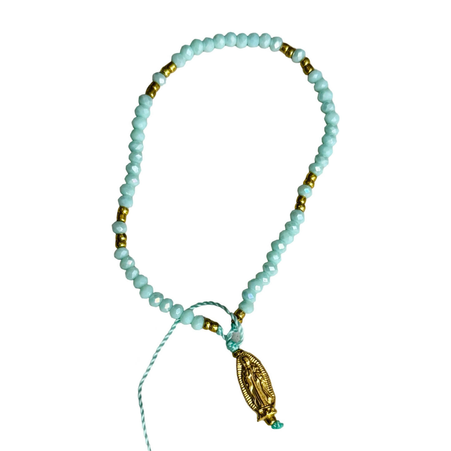 Mexican Bracelet of Assorted Colors with Hanging Our Lady of Guadalupe Medal