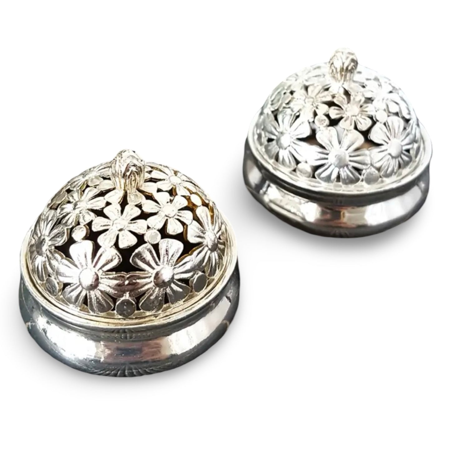Silver Incense Burner with Floral Design