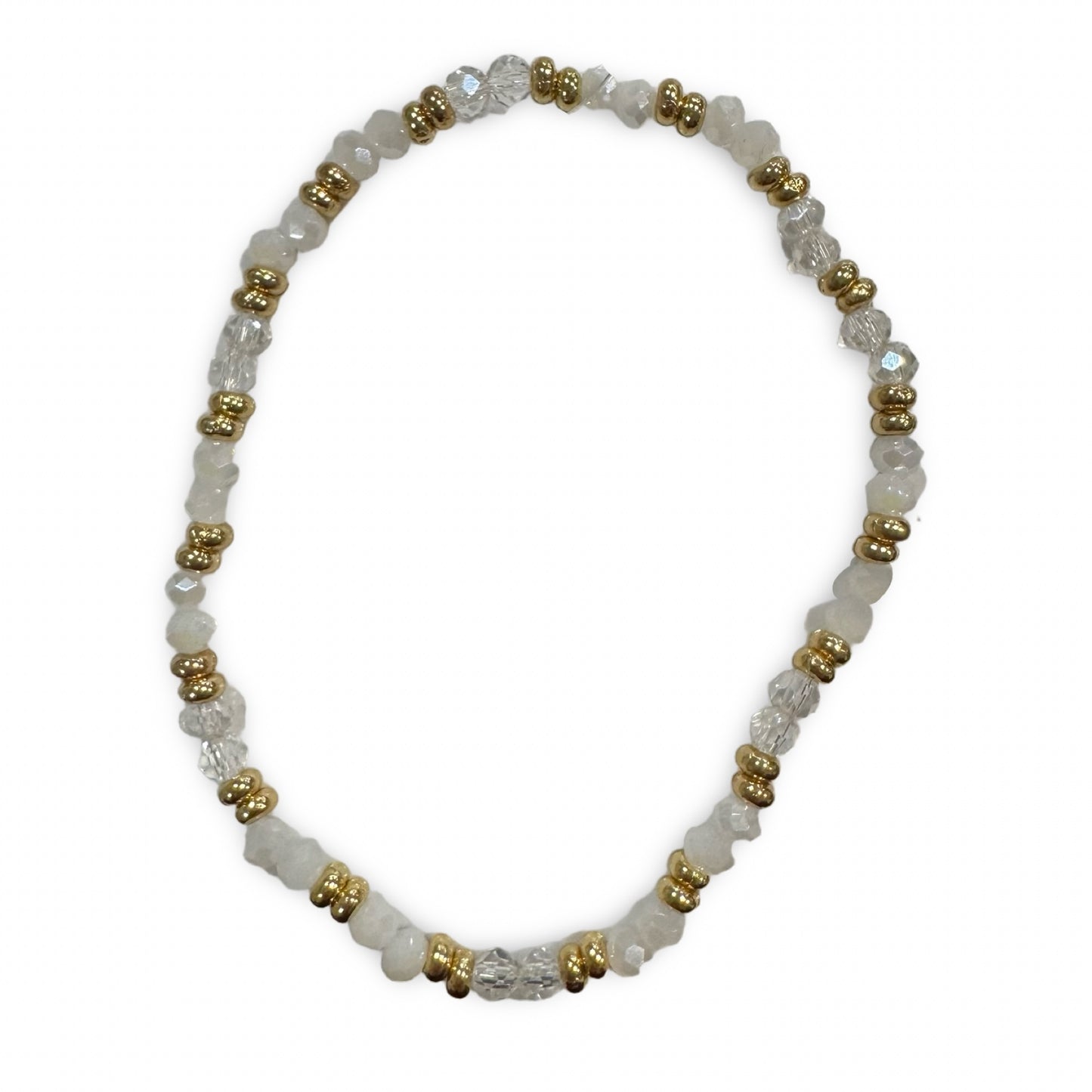 Sacred Heart of Jesus Pearl and White Crystal Bracelet Set