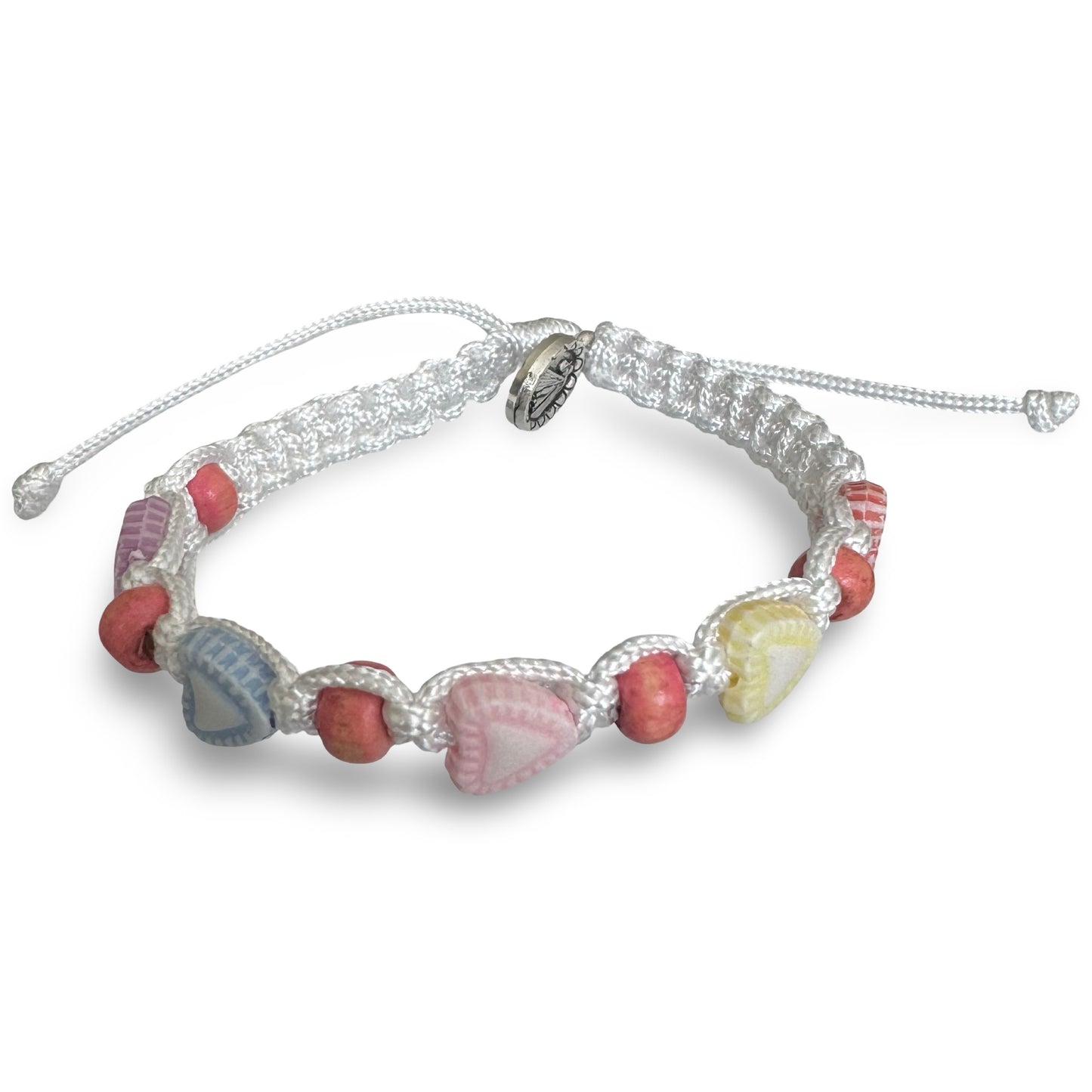 Pastel Heart Queen of Peace Cord Bracelet