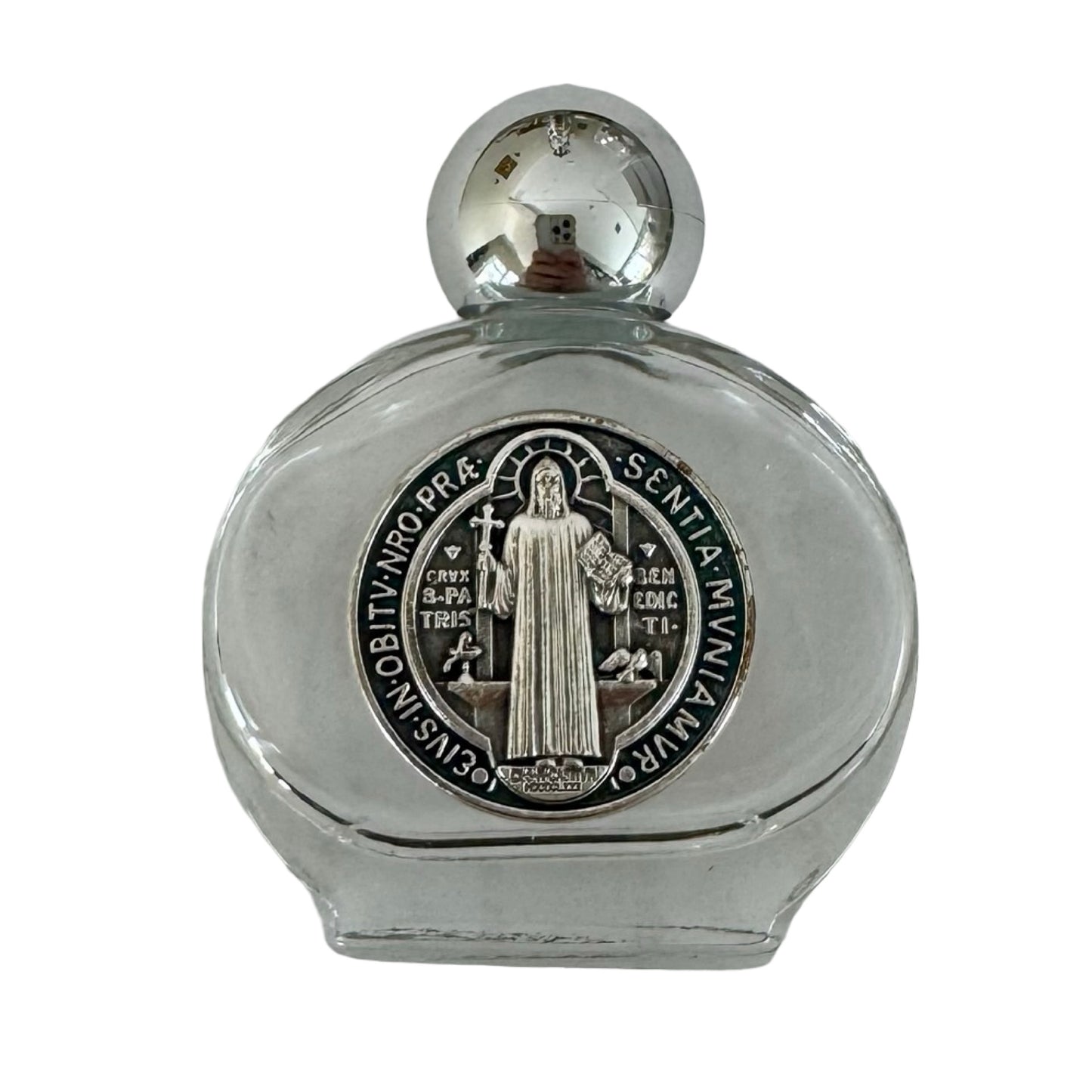 St. Benedict Oval Glass Holy Water Bottle