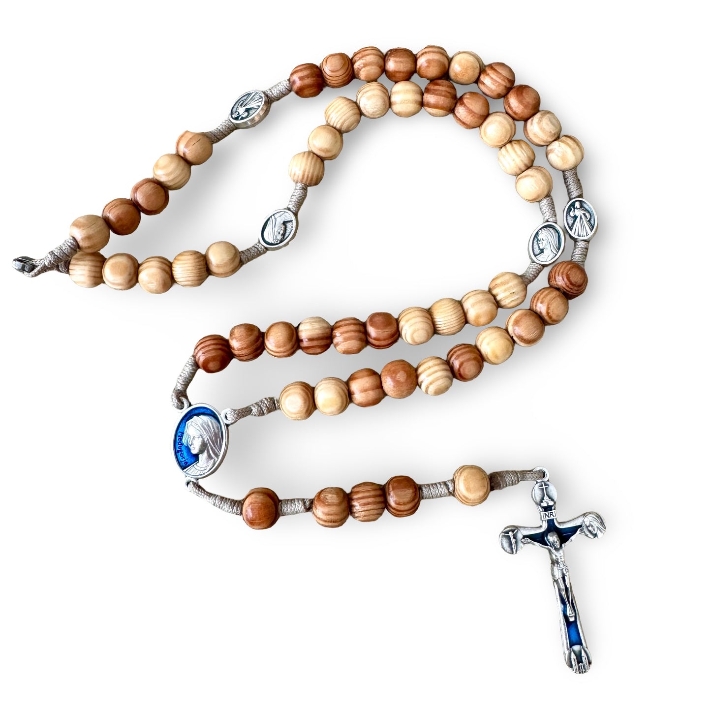 Two-Toned Wood Queen of Peace Rosary