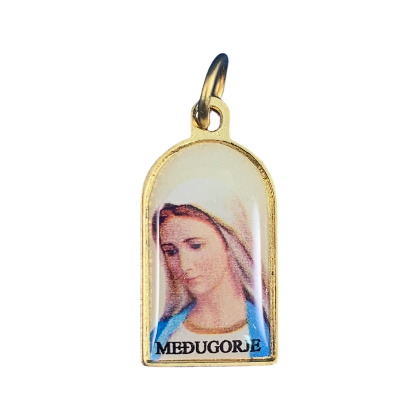 Arched Our Lady Queen of Peace Medal