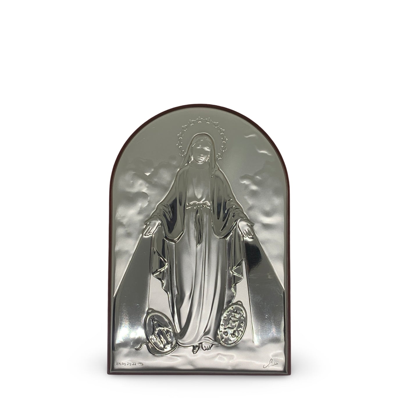 Arched Silver Image of Our Lady of the Miraculous Medal