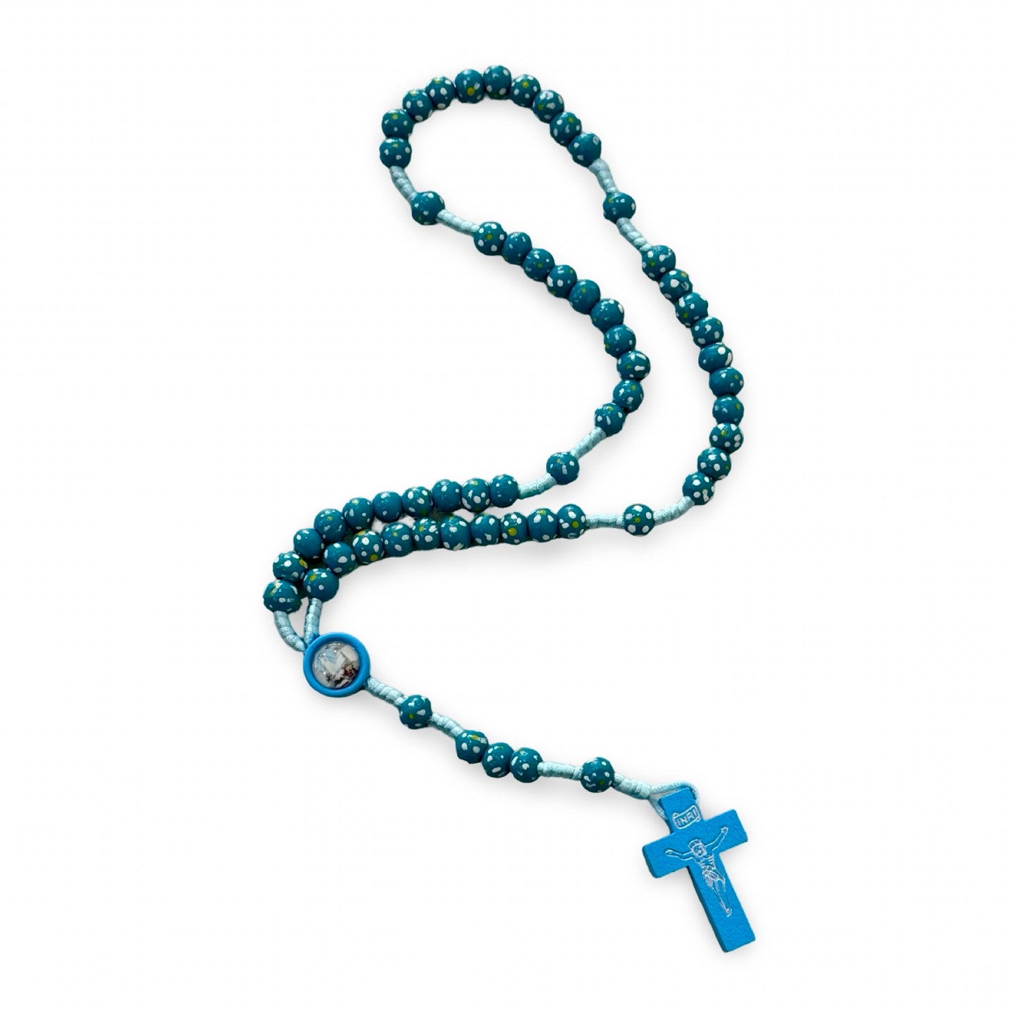 Polka Dot Flower Fatima Children's Rosary Necklace