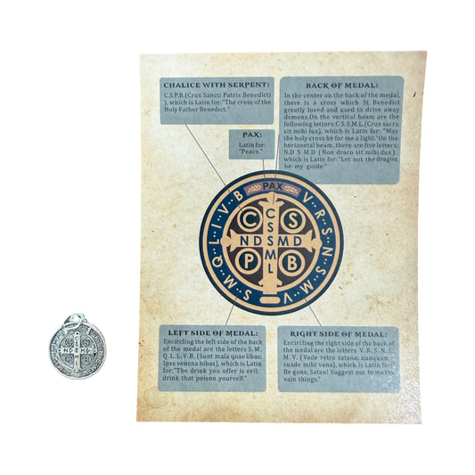 St. Benedict Medal with Explanation Card in Mesh Bag