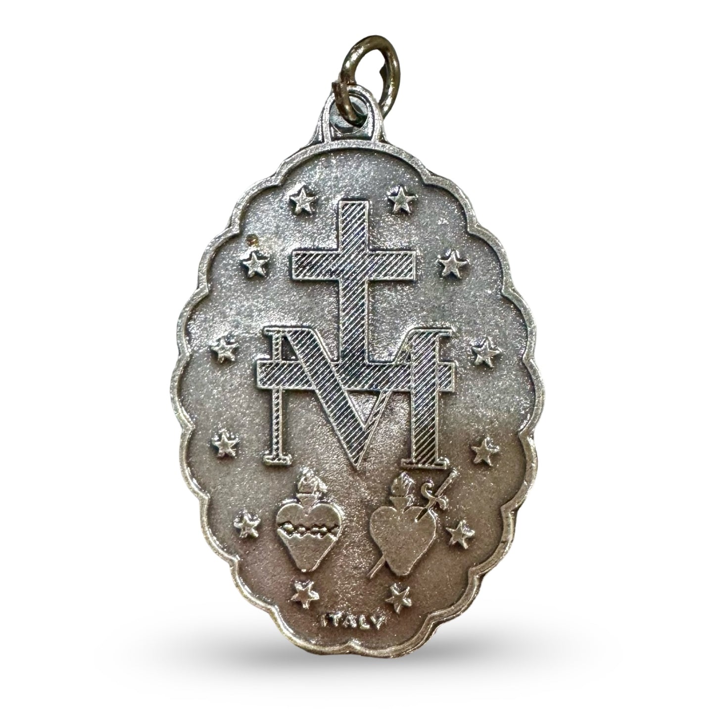 Large Oval Miraculous Medal with a Floral Border