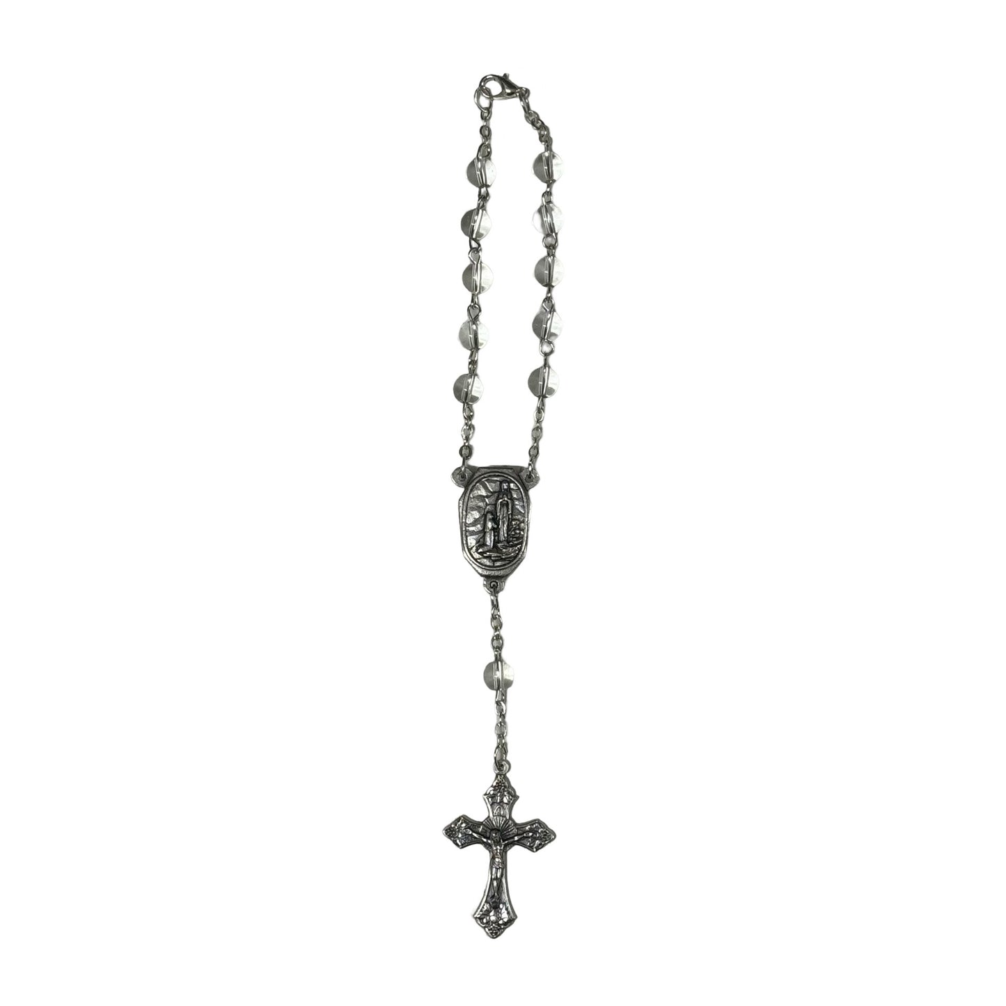 Crystal Lourdes Decade Rosary with Water