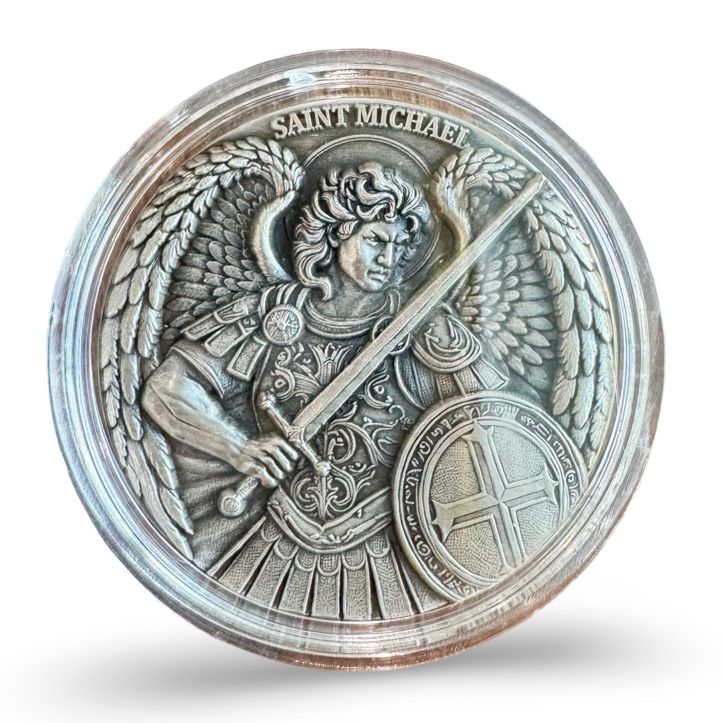 St. Michael SIlver Coin with Psalm 91:10-11