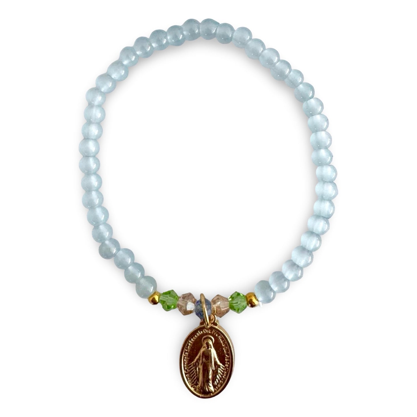 Baby Blue Miraculous Medal Bracelet