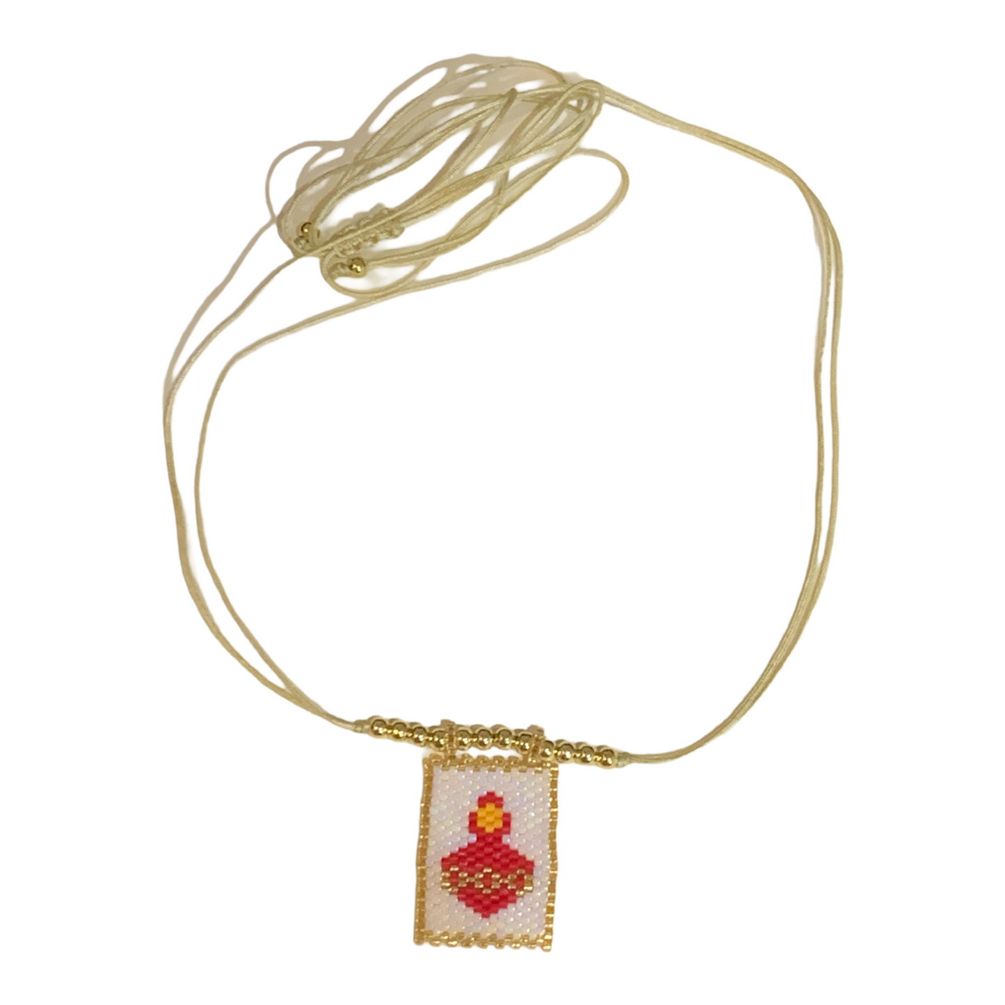 Beaded Mosaic Scared Heart Necklace