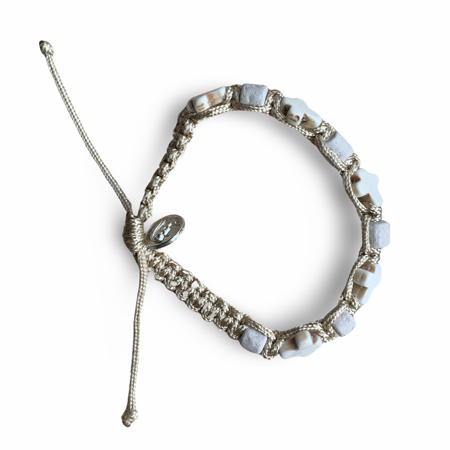Stone and Cross Braided Bracelet of Assorted Colors