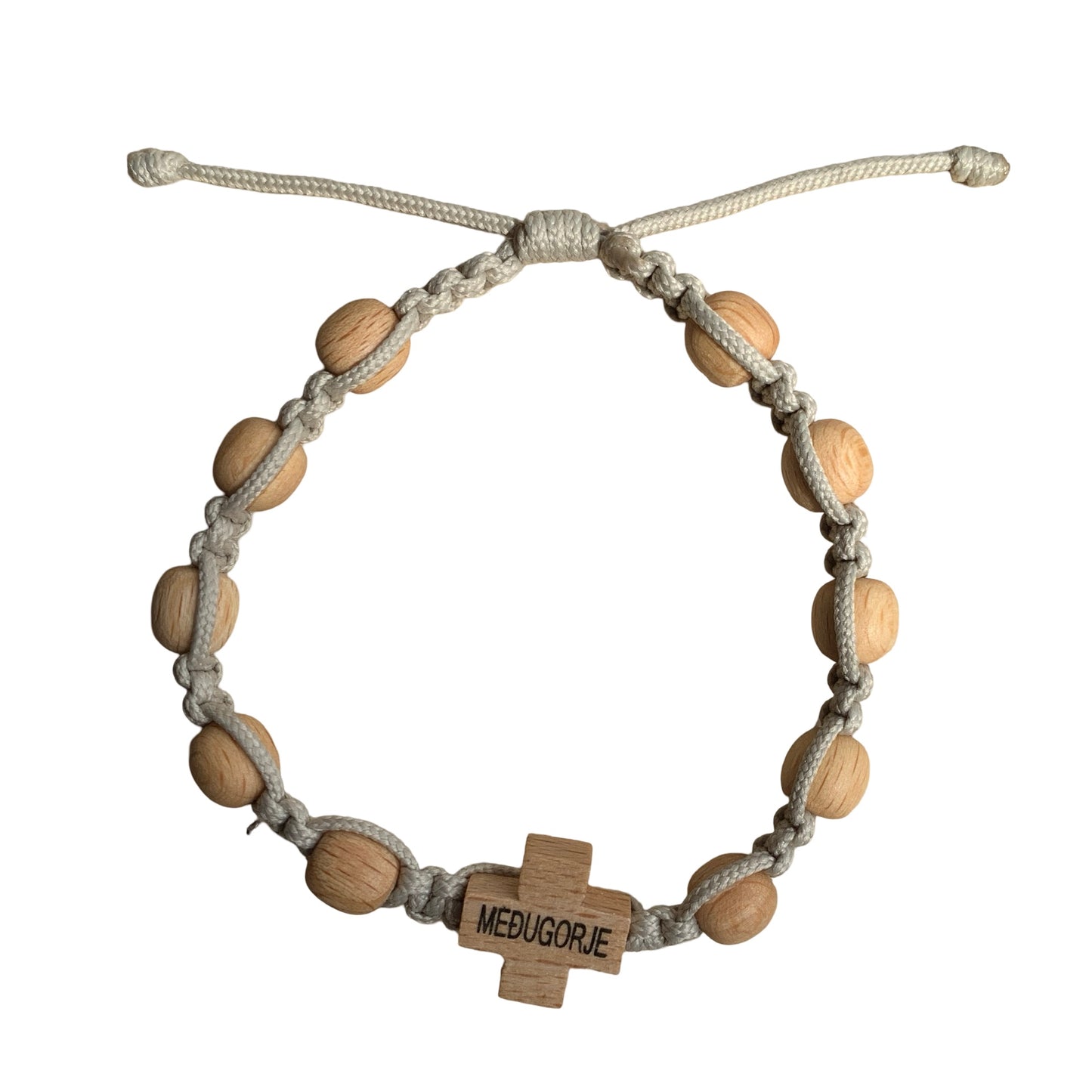 Braided Decade Rosary Bracelet with Wooden Cross