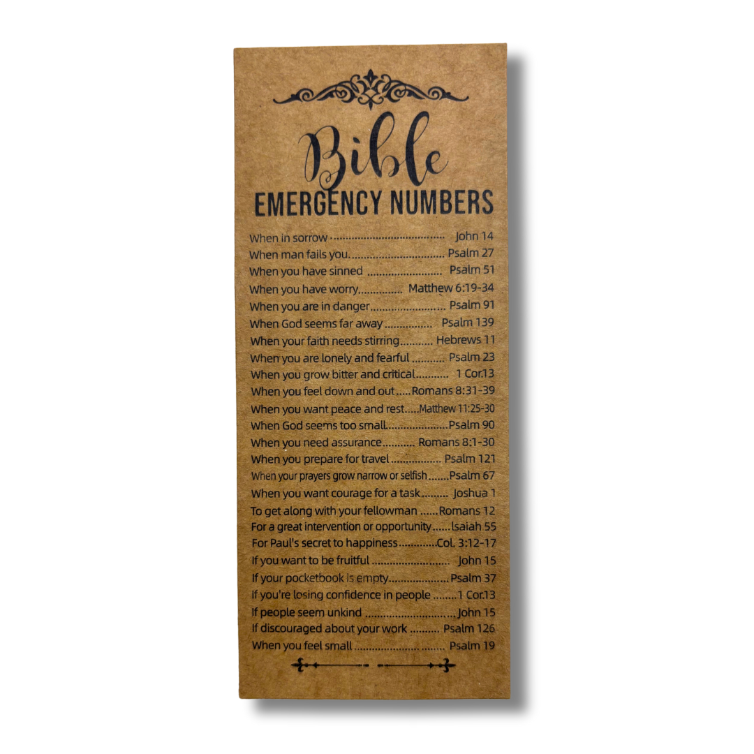Bible "Emergency Numbers" Bookmark