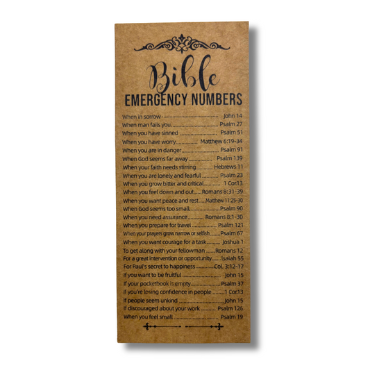 Bible "Emergency Numbers" Bookmark