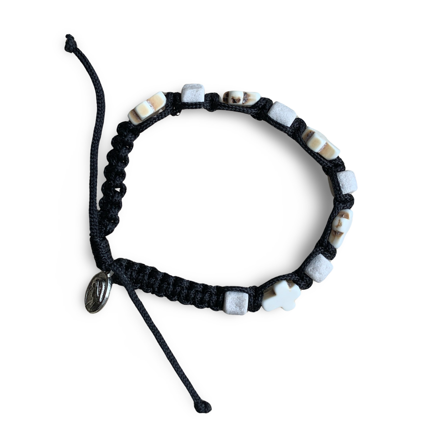 Stone and Cross Braided Bracelet of Assorted Colors