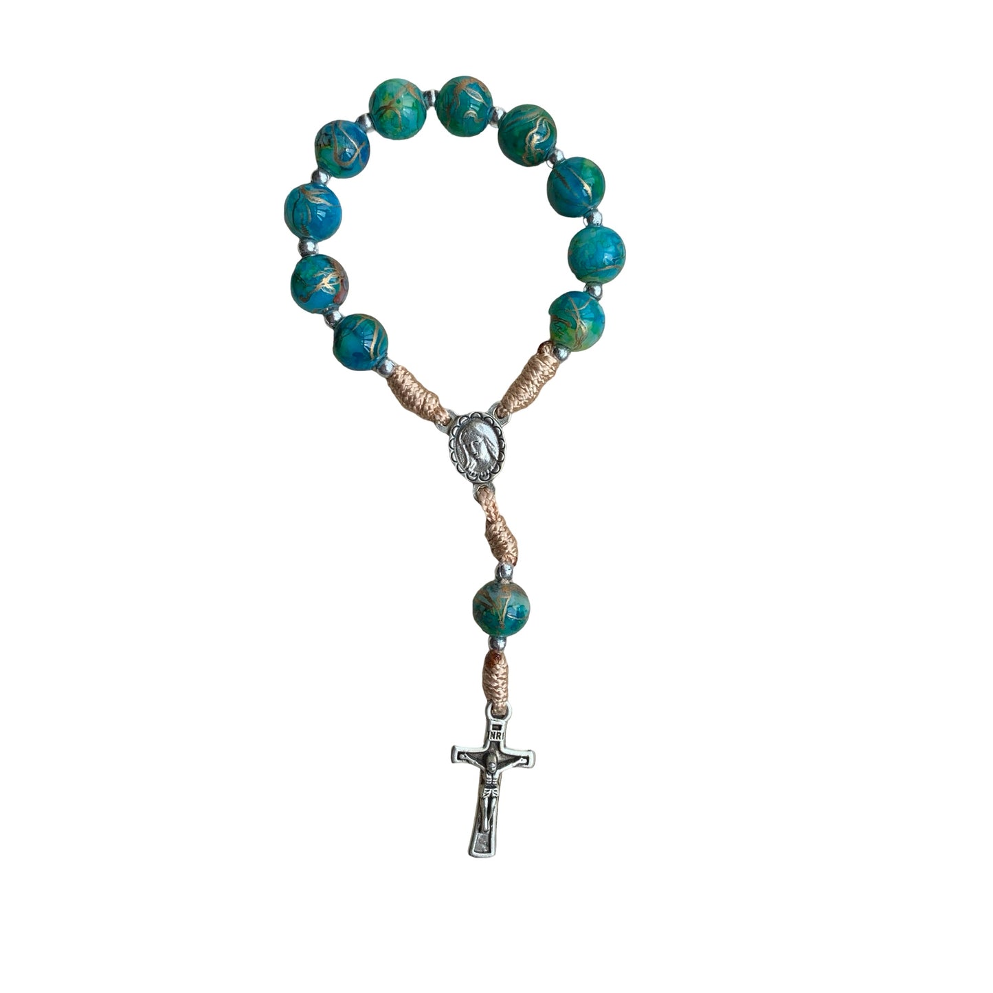 Marble Queen of Peace Cord Decade Rosary of Assorted Colors