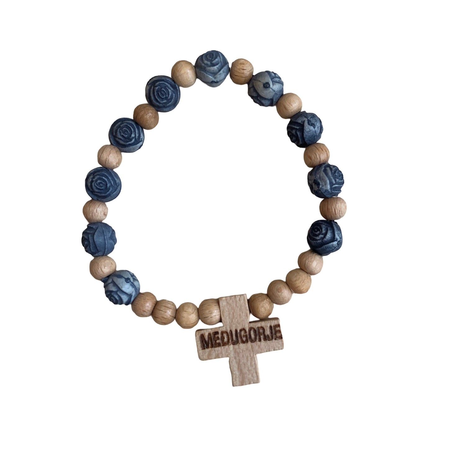 Wooden Rose Decade Bracelet of Assorted Colors
