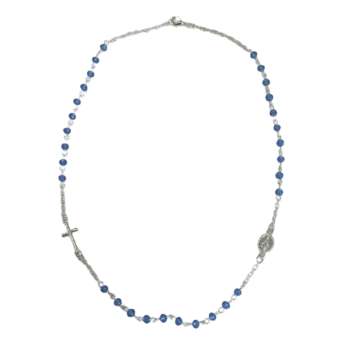 Miraculous Medal Rosary Necklace with Cross