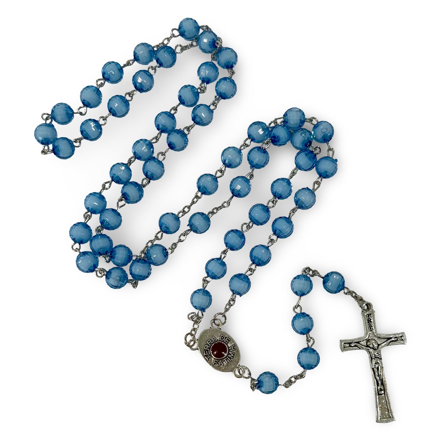 Blue Fatima Rosary with Soil
