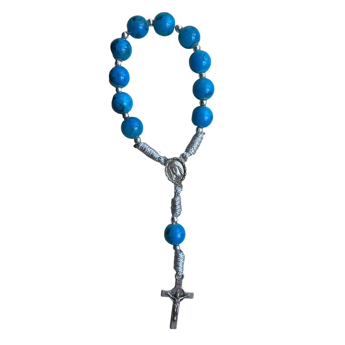 Marble Queen of Peace Cord Decade Rosary of Assorted Colors