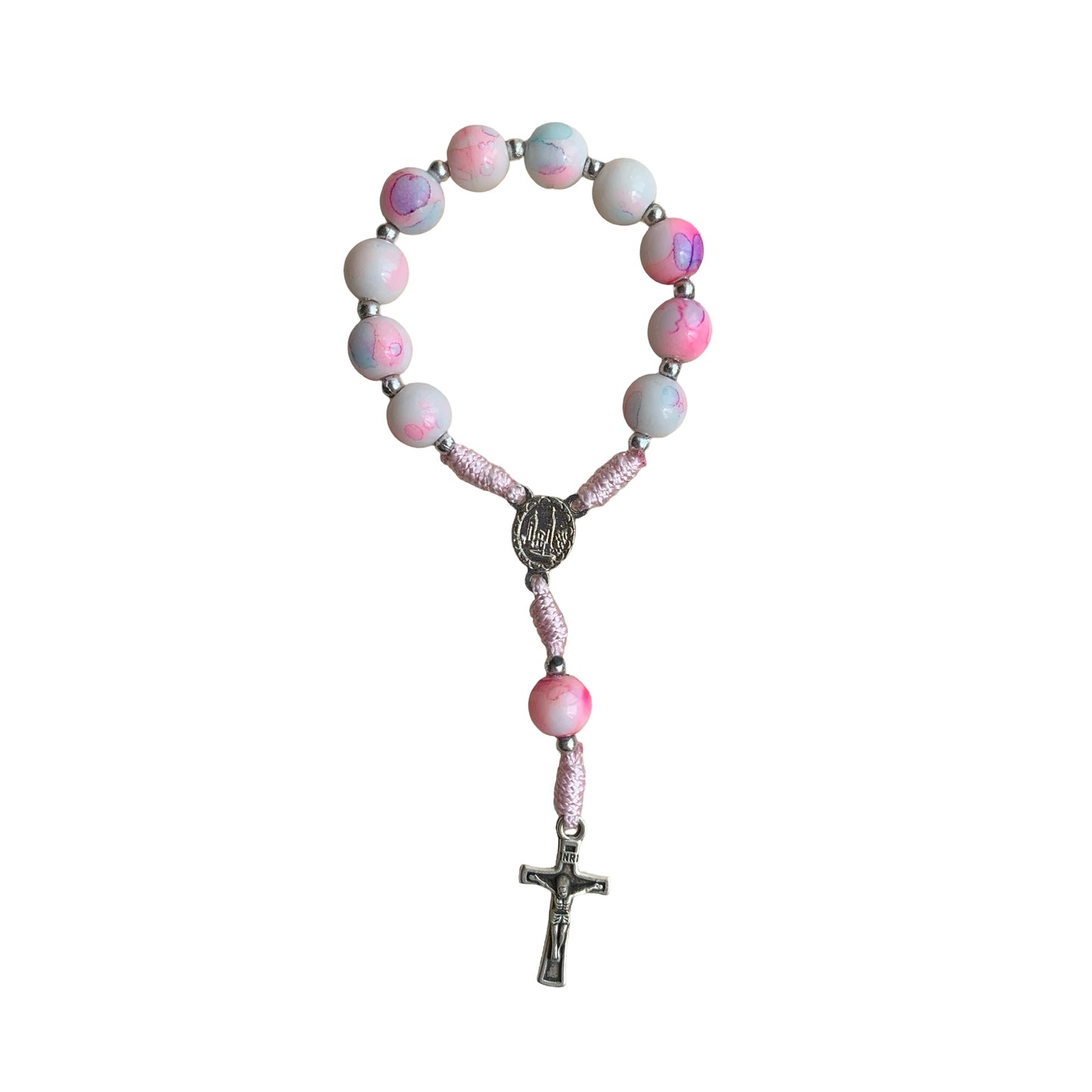 Marble Queen of Peace Cord Decade Rosary of Assorted Colors