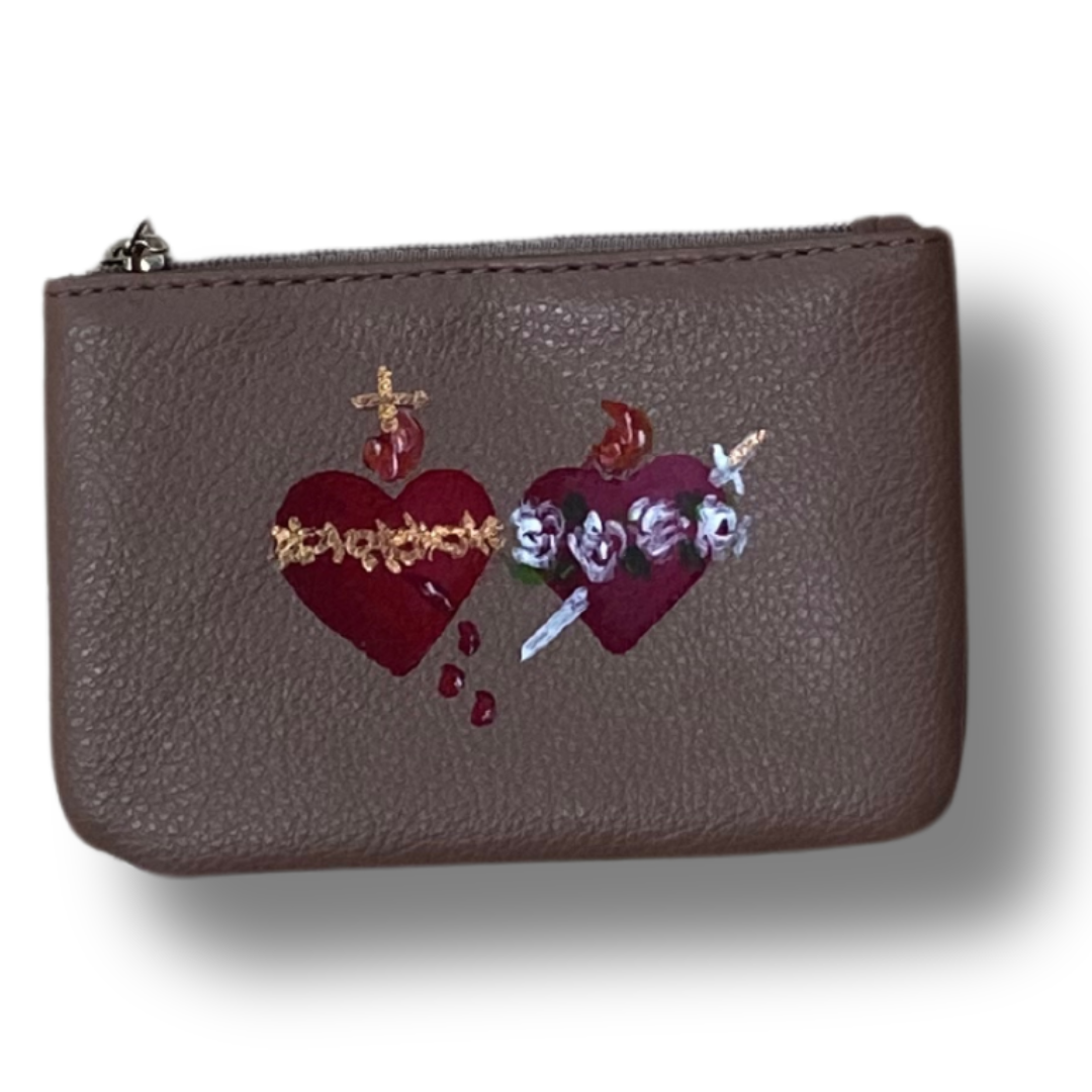 Hand-Painted Two Hearts Pouch