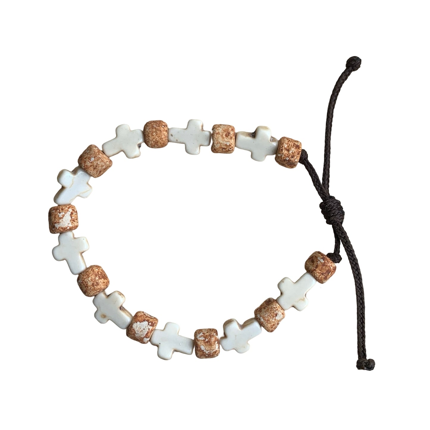 Stone Decade Cord Bracelet with Stone Crosses