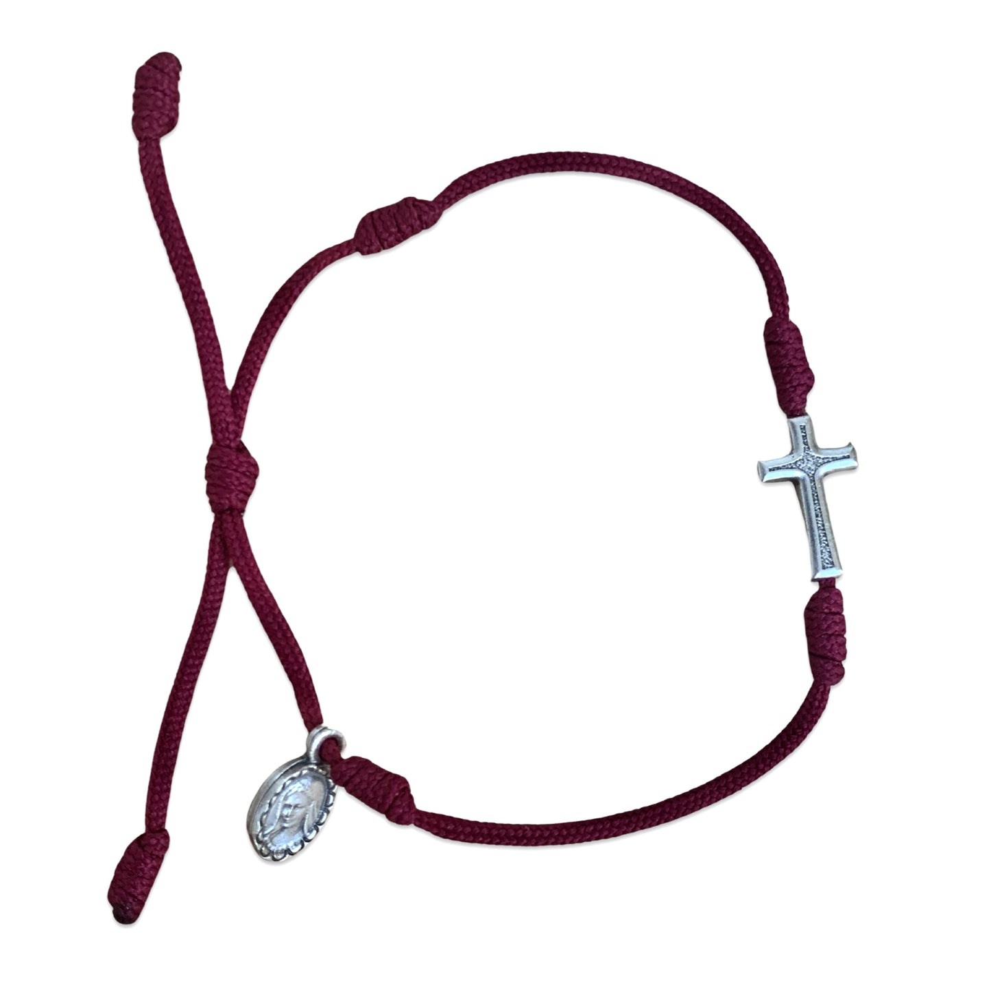 Queen of Peace Cross String Bracelet of Assorted Colors