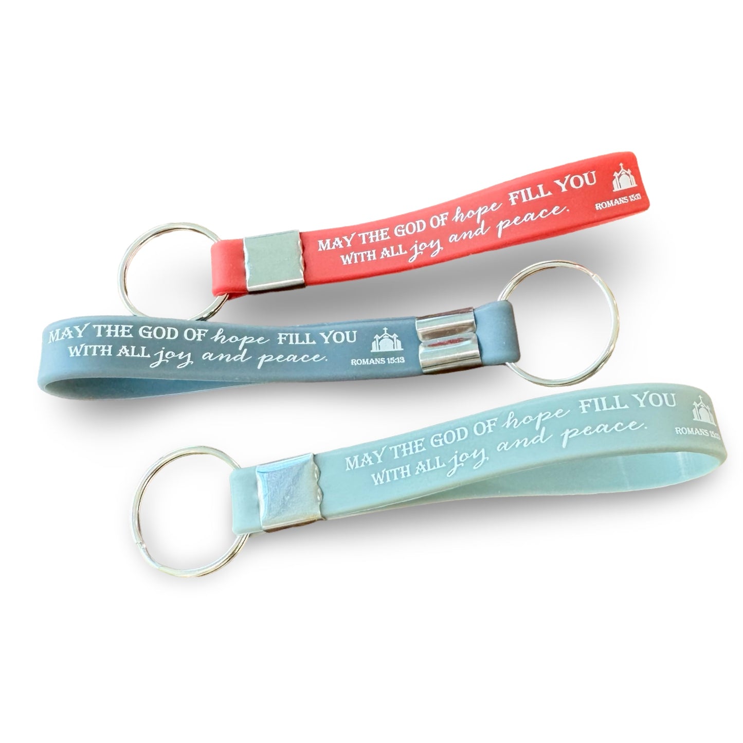 “May the God of Hope…” Silicone Bible Verse Keychain