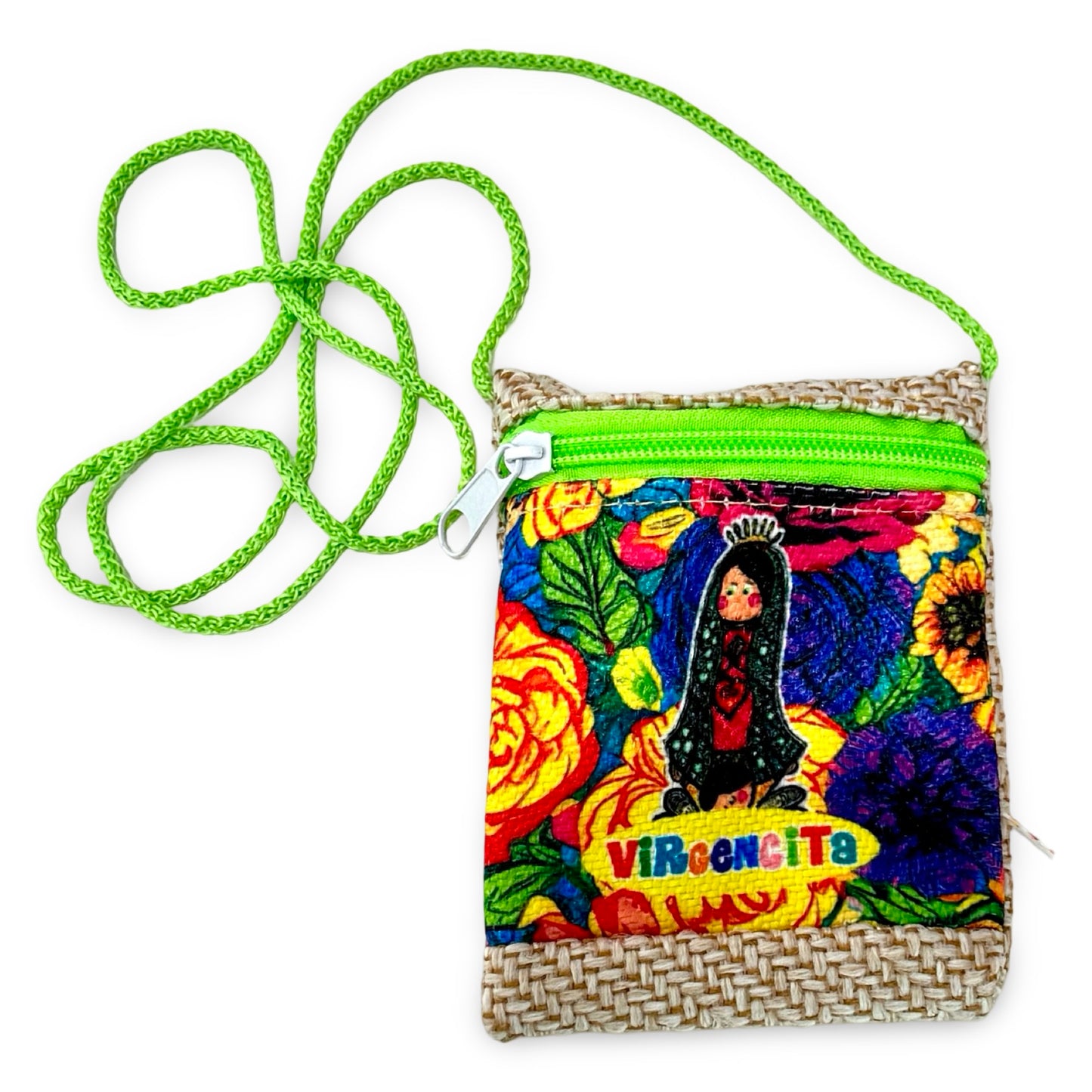 "Virgencita" Guadalupe Mini Shoulder Bag with Zipper