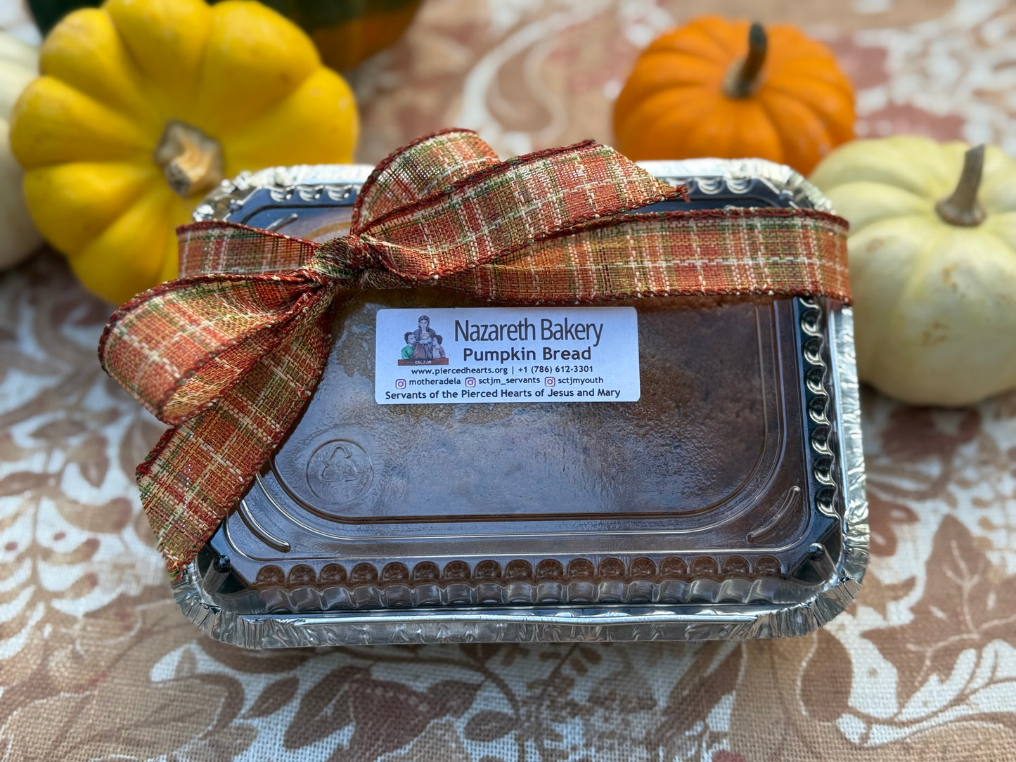 Thanksgiving Breads- Aluminum Tin with Ribbon - SCTJM Nazareth Bakery