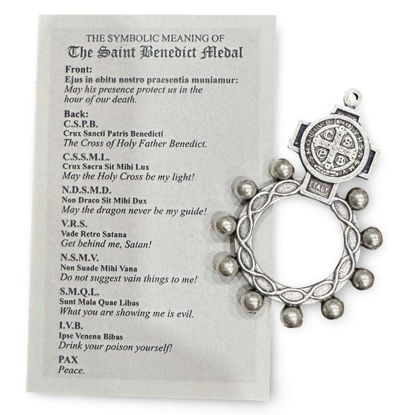 St. Benedict Rosary Ring with Holy Card