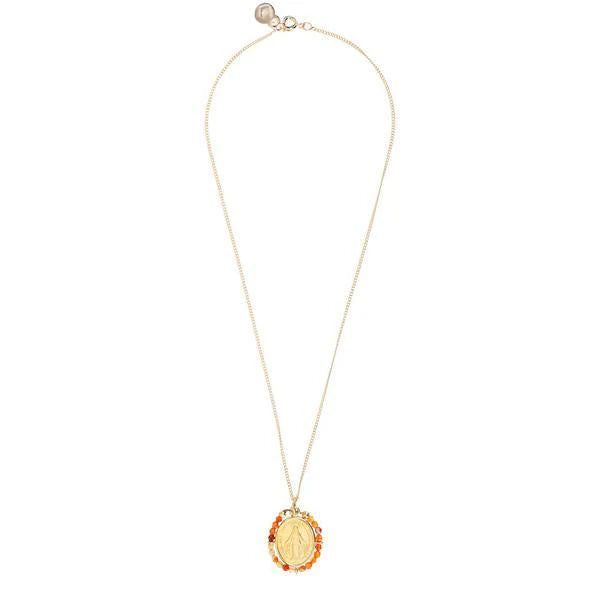 'PREGARE' MIRACULOUS VIRGIN NECKLACE -CARNELIAN-