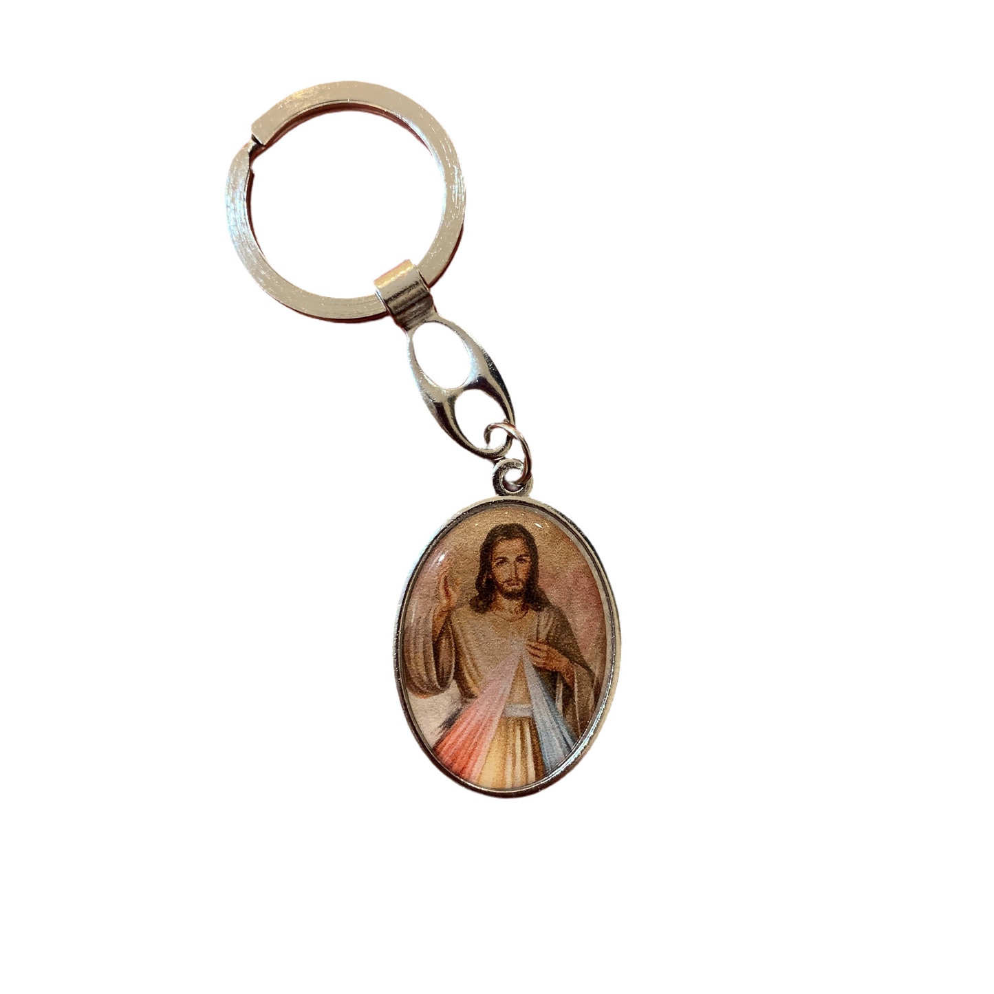 St. Faustina and Divine Mercy Colored Keychain