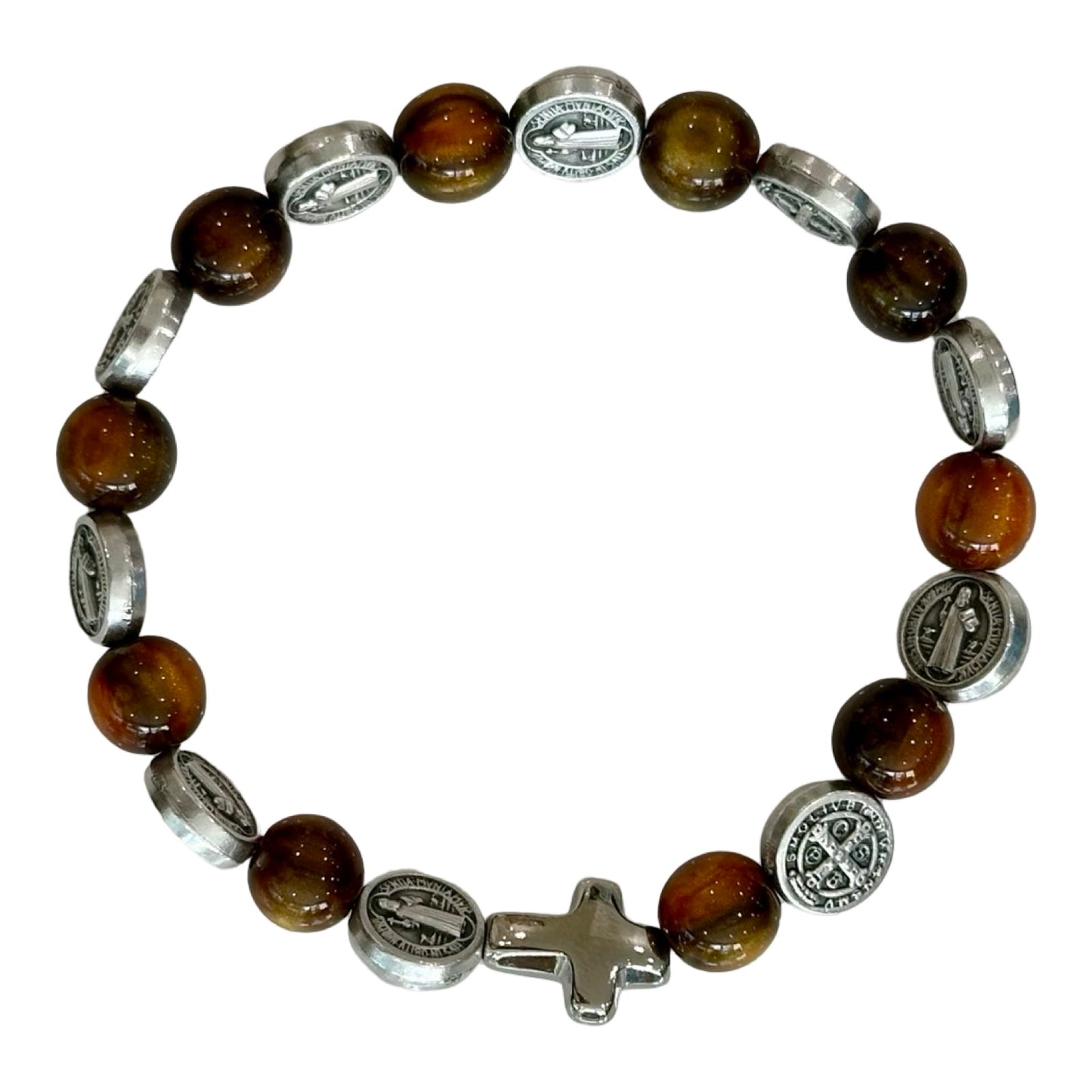 Marble St. Benedict Decade Rosary Bracelet