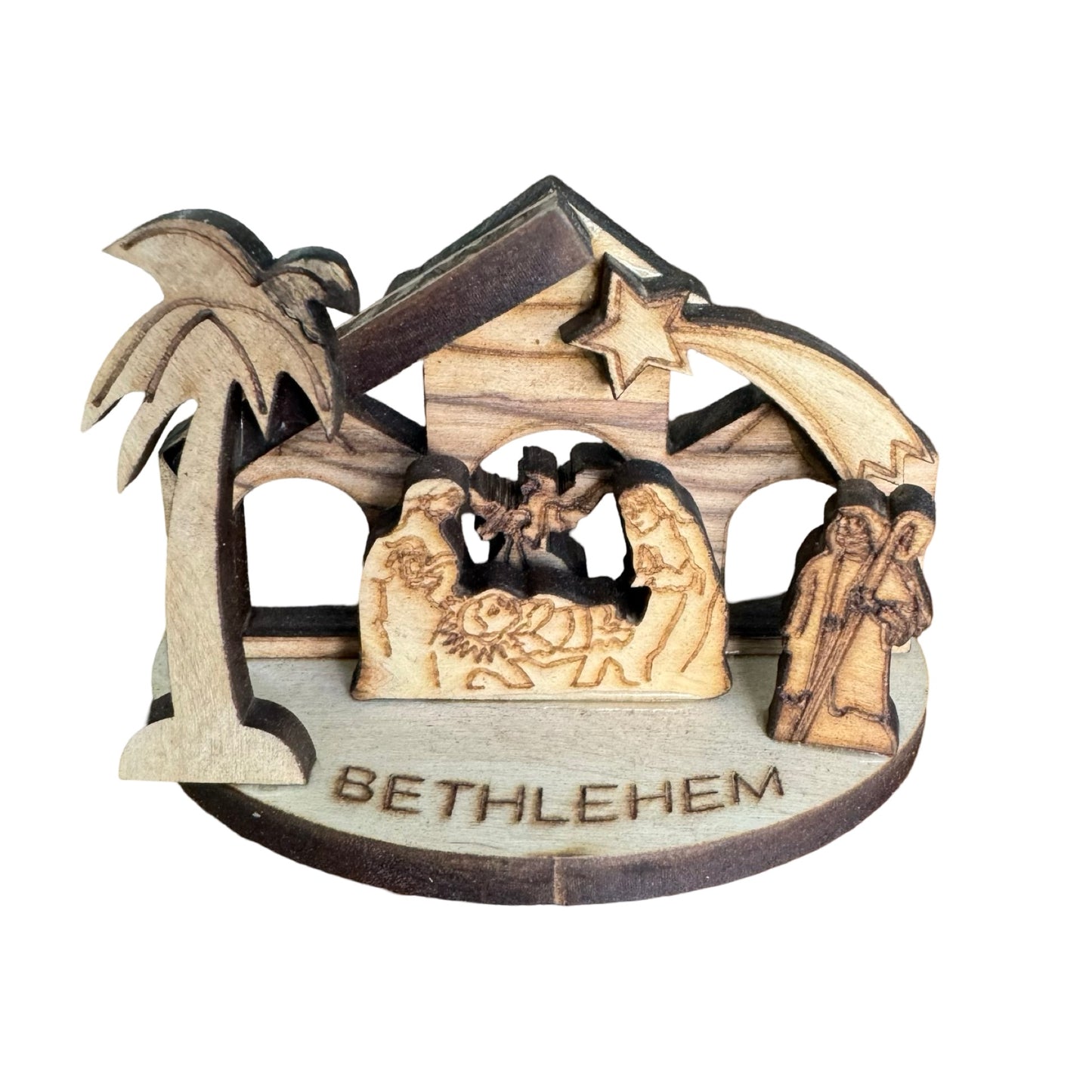 Carved Olive Wood Nativity Scene