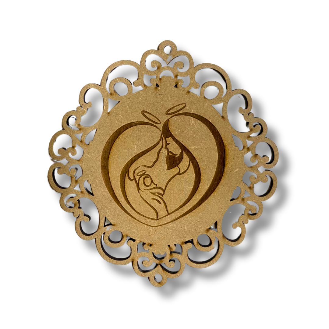 Carved Wooden Holy Family Decor